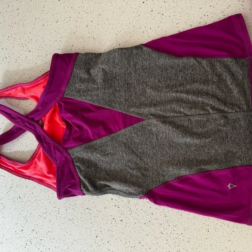Ivivva Pink and Purple Striped Top and capris lot 14 EUC